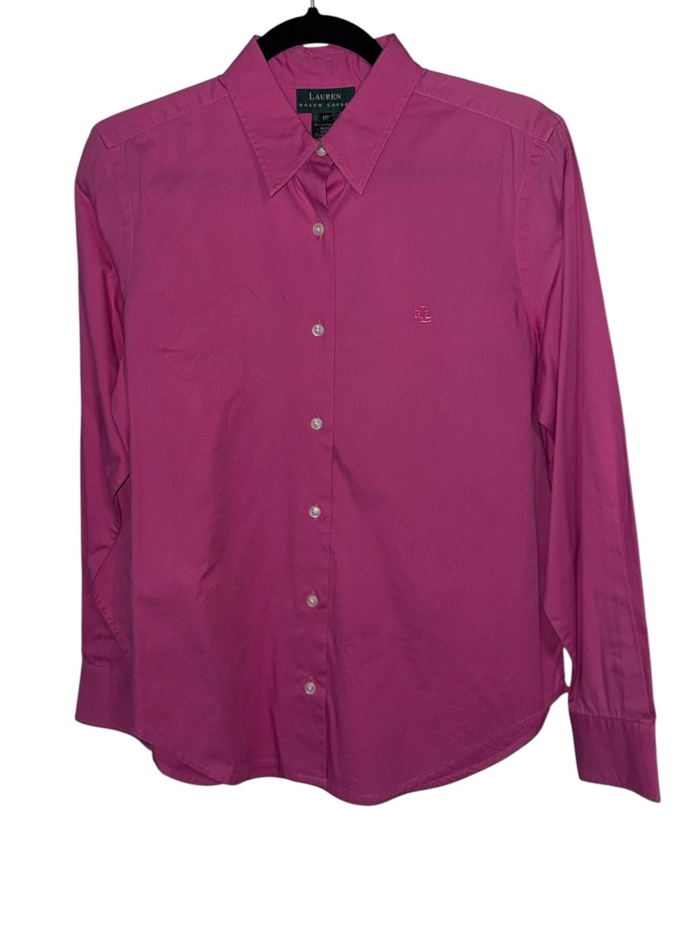 LRL Lauren Ralph Lauren Down Pink‎ Fuchsia Shirt Womens Size 10